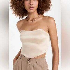 NWT Reformation Ivory Maia 100% Silk Bustier Top - Size 8